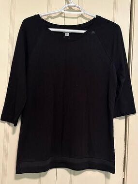 Kenneth Cole Black Long Sleeve Boatneck Top